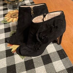 Louise et Cie leather peep toe booties with stiletto heels